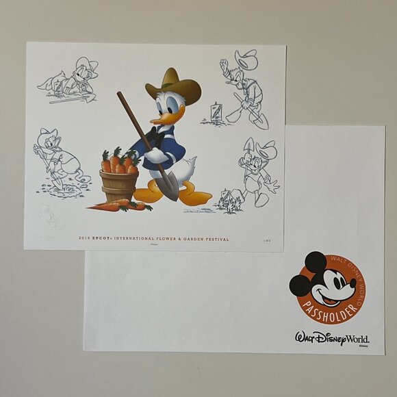 Walt Disney World Epcot Flower & Garden Festival Print Set Mickey Goofy Donald - Picture 2 of 7
